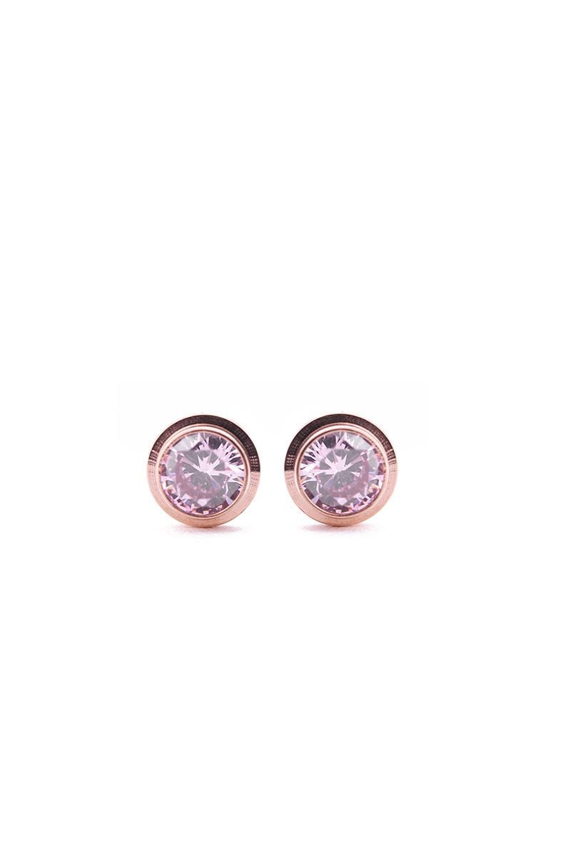 Náušnice v růžovo-zlaté barvě Pinkclear Rose Gold