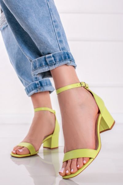 Zelené sandály na hrubém podpatku Elona